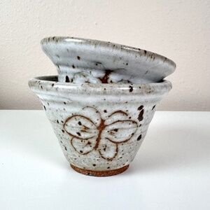 Studio Pottery Butterfly Bowls - Salt Wells, Trinket Bowls, Ramekins - Set of 2